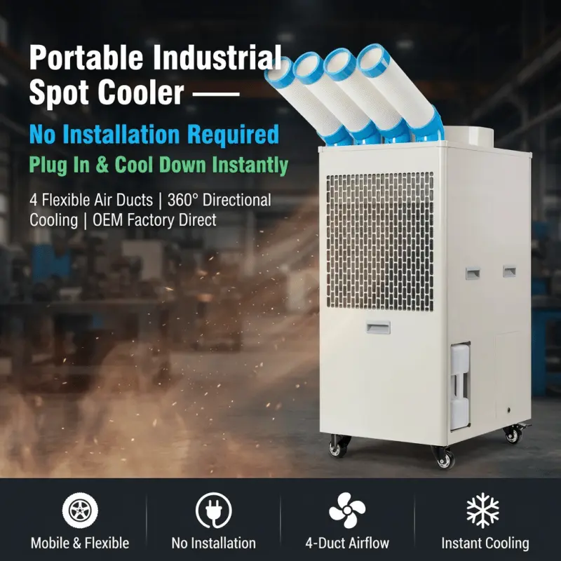 OEM कस्टम लोगो औद्योगिक पोर्टेबल एयर कन्डिसनर 110V 220V 380V बहु-भोल्टेज कम MOQ कारखाना प्रत्यक्ष आपूर्ति